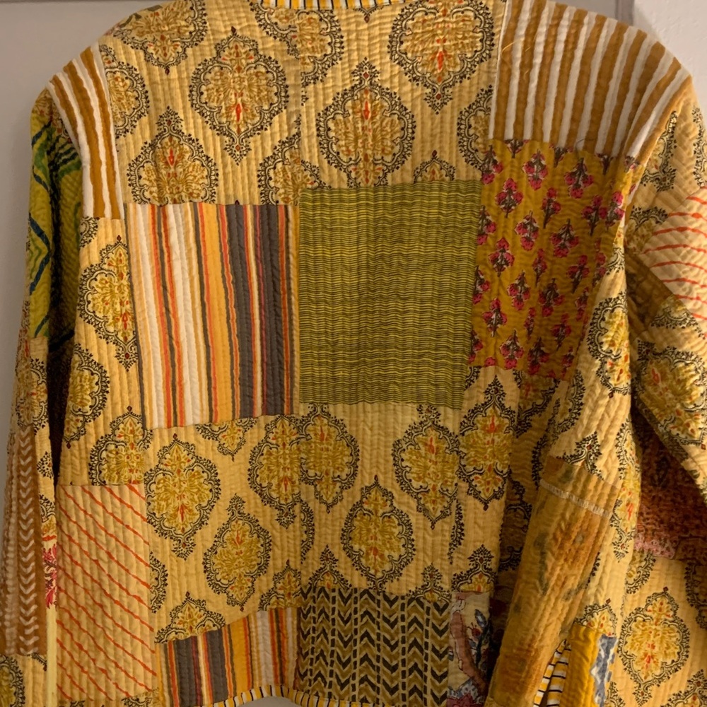 Colorful Yellow Patchwork Jacket - image 6